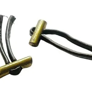 Rabatt Metall Knebelknopf Messing mit Bändchen Braun K-102-M