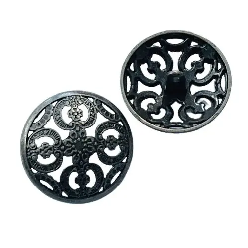 Handgefertigt Metallknopf Filigran durchbrochen TK-222 Stahl matt
