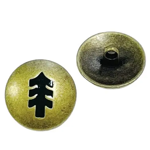 Knopf mit Grünem Tannenbaum MK 267-Messing Exklusiv