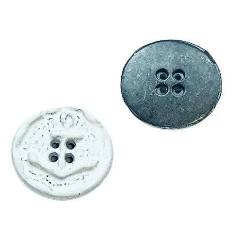 Günstig Maritimer Metall Knopf Anker MK-368-Weiß