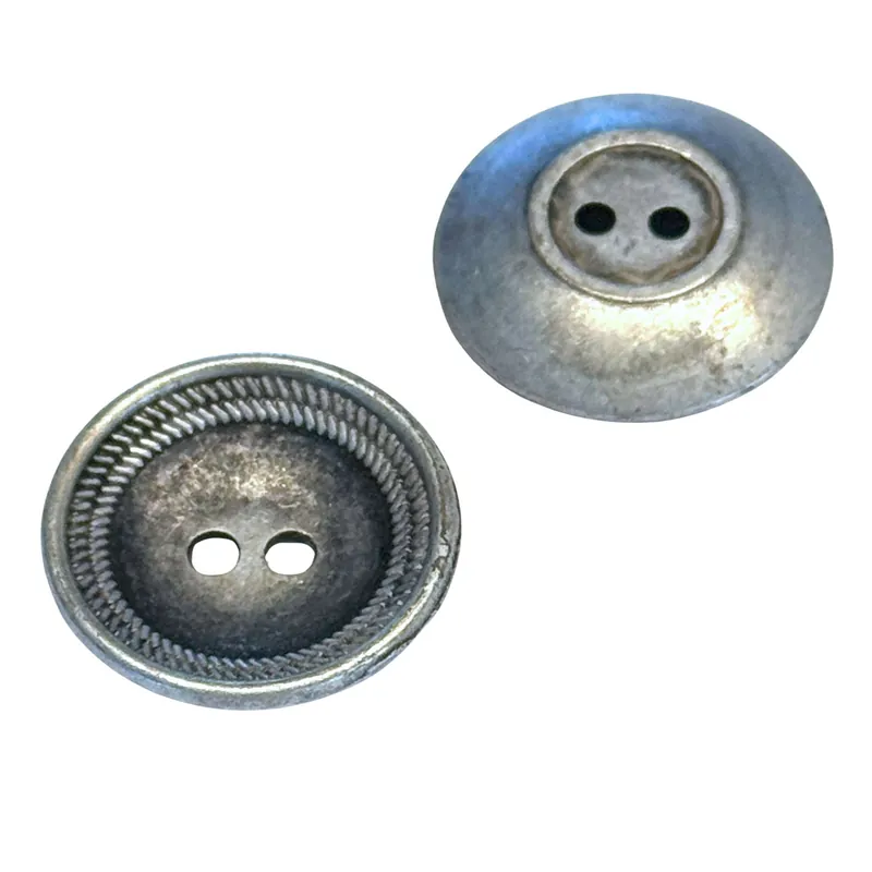 Super-Preis Metallknöpfe Altsilber mit gezopften Rand Mk-398as