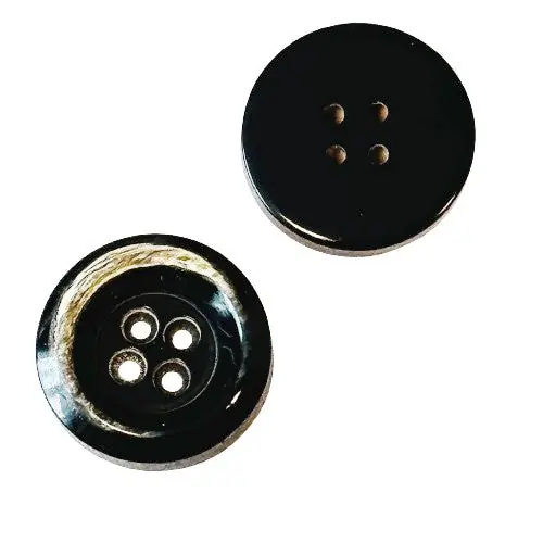 Weltweiter Versand Hornimitat Knöpfe Anthrazit 4 – Loch mit hellem Rand