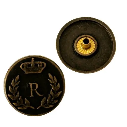 Direktkauf Druckknöpfe Wappen Lorbeerkranz mit Krone NK-161 alt Messing
