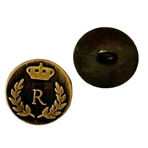 Wappen Knöpfe Lorbeerkranz mit Krone MK-161 Messing gebürstet Neu