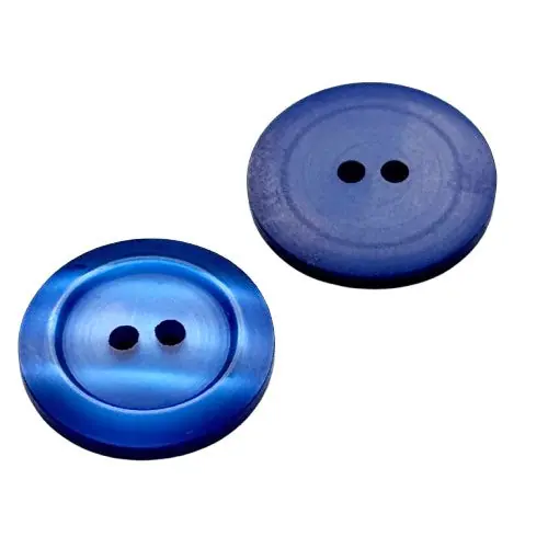 Neu Im Sortiment 2-Loch Knöpfe aus Perlmuttimitat breiter Rand pli-40-blau