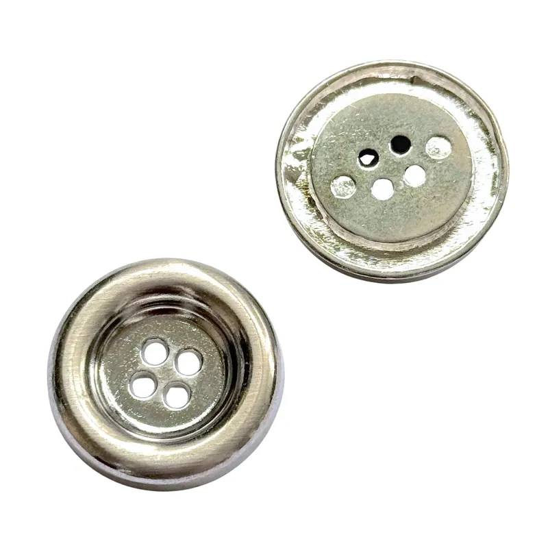 4-Loch Metall Knopf mit Rand mk-73-silber-glänzend Preisknaller