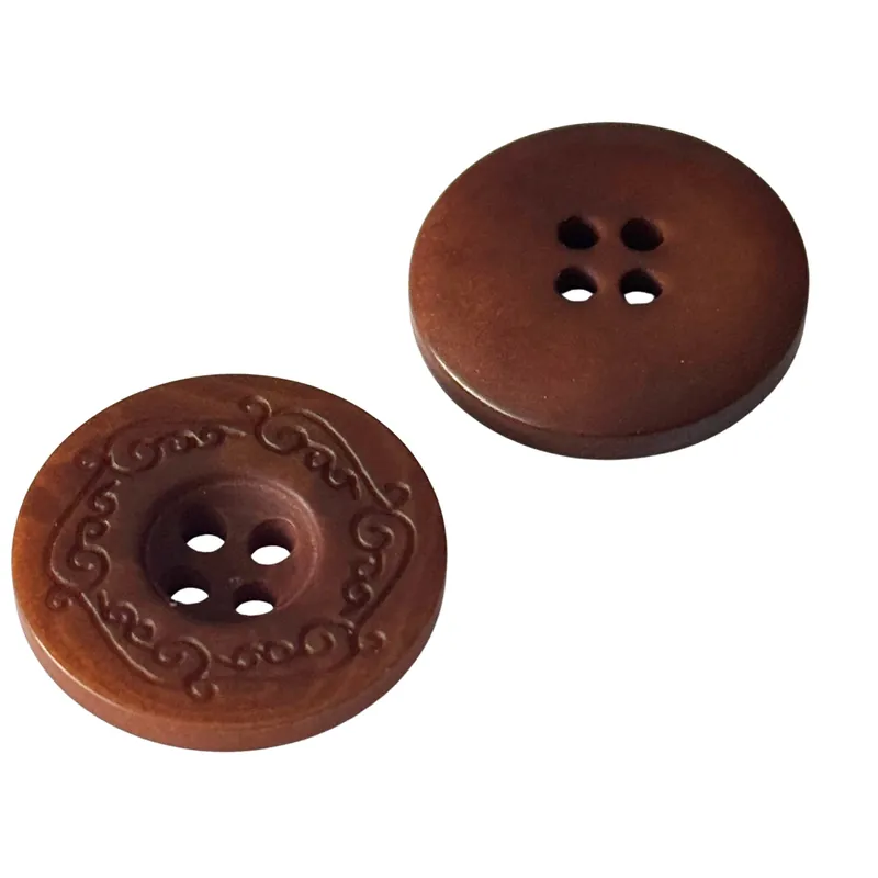 Jetzt Zugreifen Steinnussknopf 4-Loch mit Randmuster – STN-7 -Dunkel-Braun