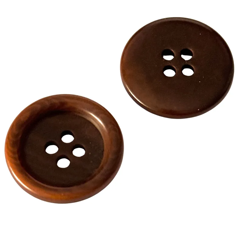 Kostenloser Rückversand Steinnuss Knopf Braun Klassisch mit Rand 4-Loch STN-9