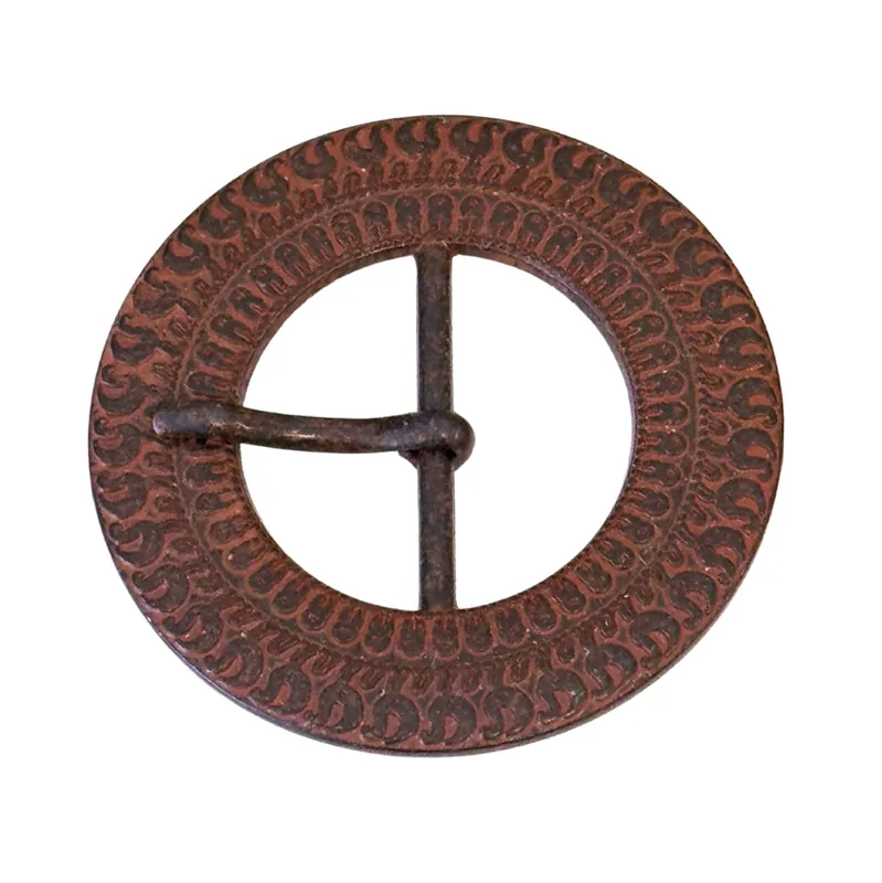 Geprüft Runde Gürtelschnalle aus Metall mit Inka-Muster – Rost