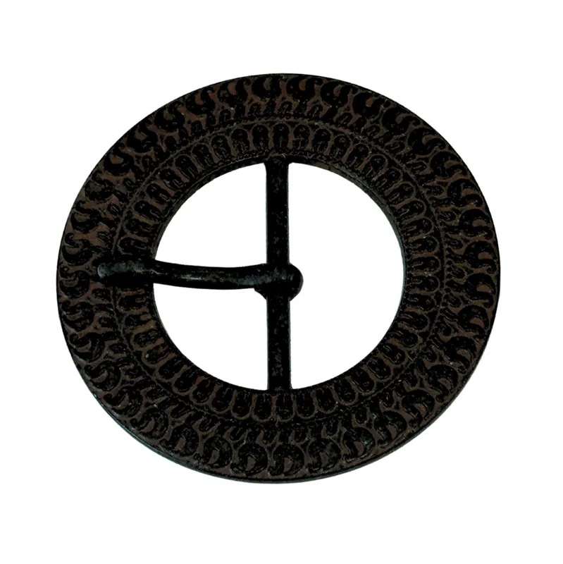 Runde Gürtelschnalle aus Metall mit Inka-Muster – schwarz Zertifiziert