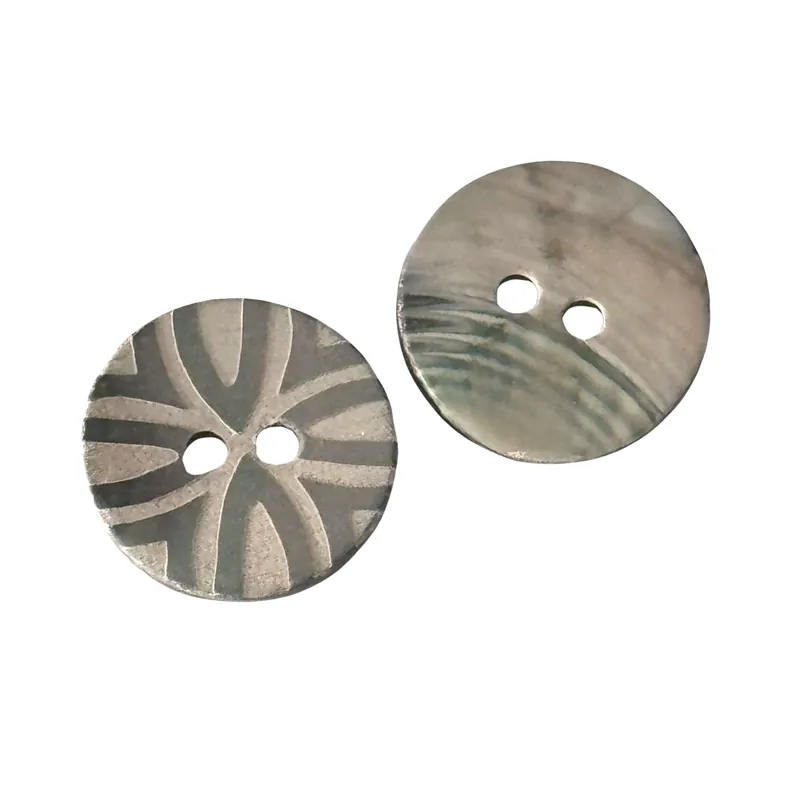 Online Kaufen Perlmuttknopf Silber-Grau – Strichmuster Design