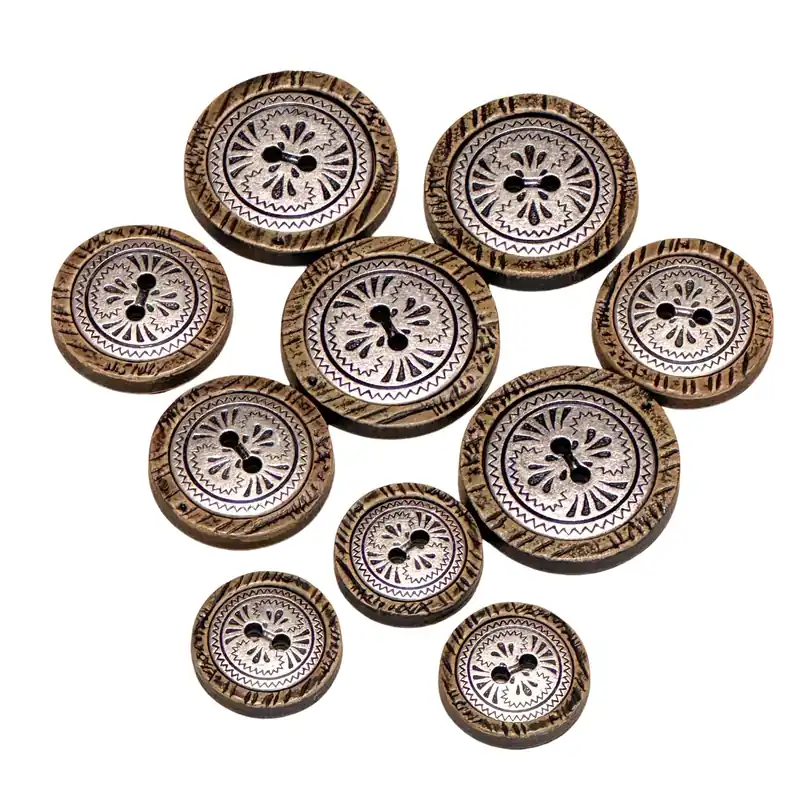 Trachtenknöpfe Holzimitat mit Metalleinlage – rustikal & stilvoll Bestseller