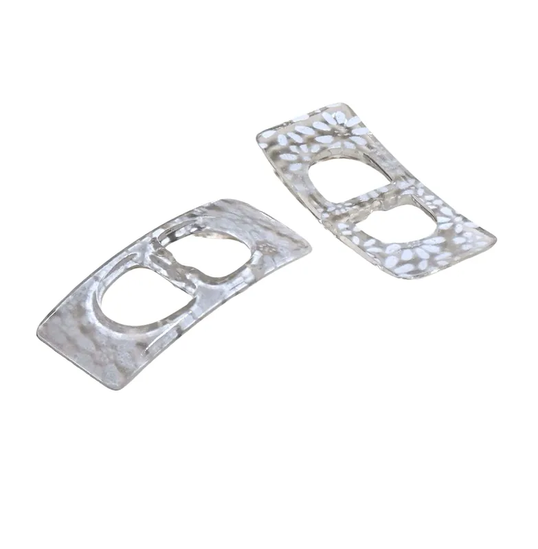 Super-Preis Gürtelschnalle ohne Dorn Transparent mit Blümchen S-32