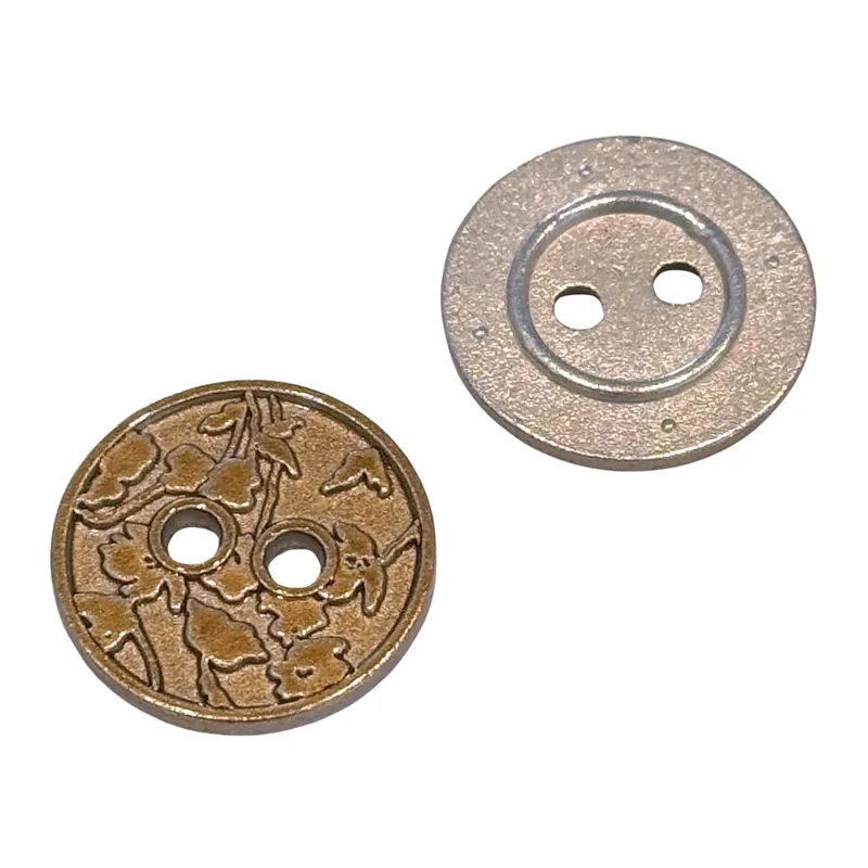 Letzte Chance Metallknopf 2-Loch mit Blumen Muster MK-28-Kupfer