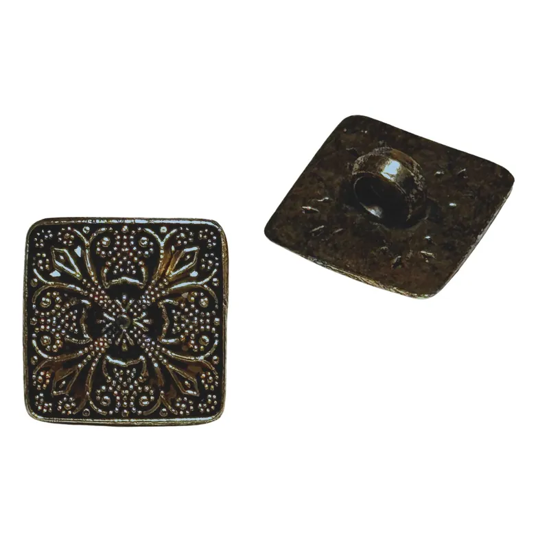 Nur Heute Trachtenknopf TK-32 schwarz – quadratisch mit Blumenmuster