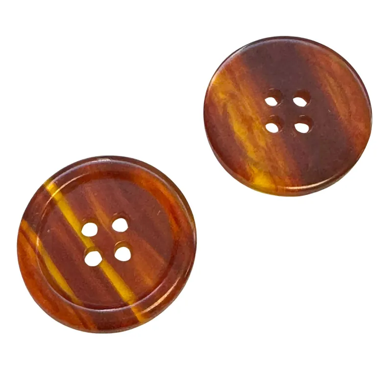 Beliebt Hornimitat 4-Loch Knopf rot Braun leicht Transparent KBR-33