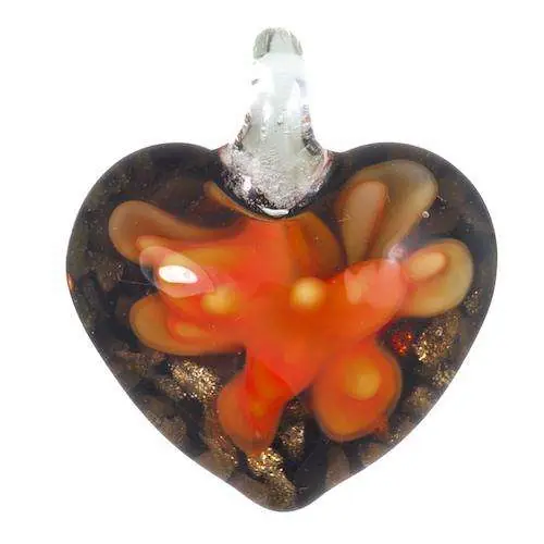 Herz Anhänger aus Glas AN-102 orange Schneller Versand