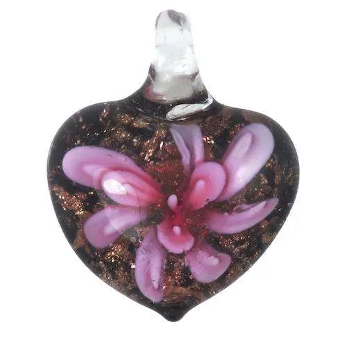 Meistverkauft Herz Anhänger aus Glas AN-102 rosa