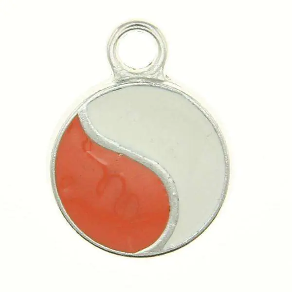 Schneller Versand Schmuck Anhänger Ying Yang AN-67s weiß orange