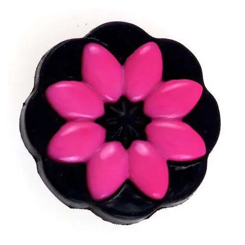 Ösen Knopf Blumen schwarz-rosa BL-100 Gratis Versand