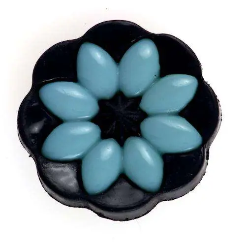 Ösen Knopf Blumen schwarz-türkis BL-100 Begrenztes Angebot