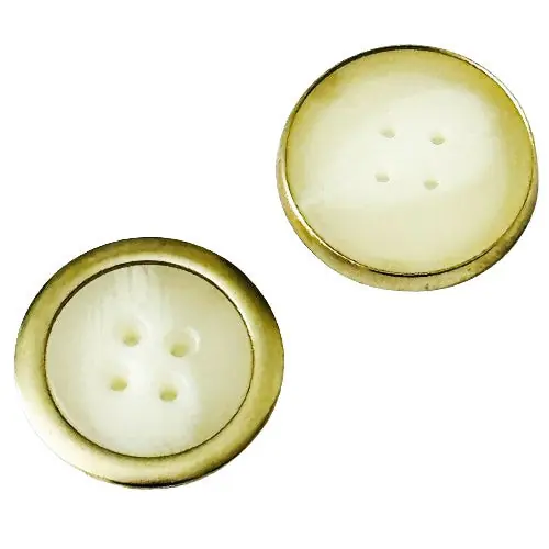 Premium Hornimitat Knopf Metall Einfassung HI-4 creme Gold