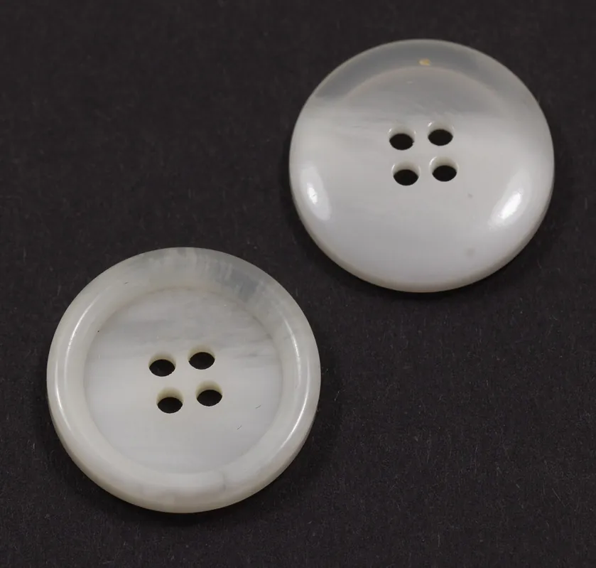 Handgefertigt Hornimitat Knopf hi-72-weiß
