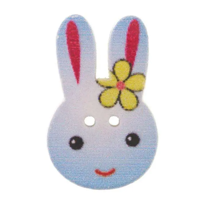 Expressversand Holz Knopf Hasenkopf bunt HK-17-1