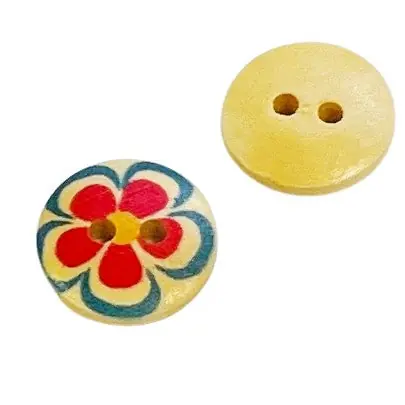 Angebot Holz Knopf mit Blumenmuster HK-238