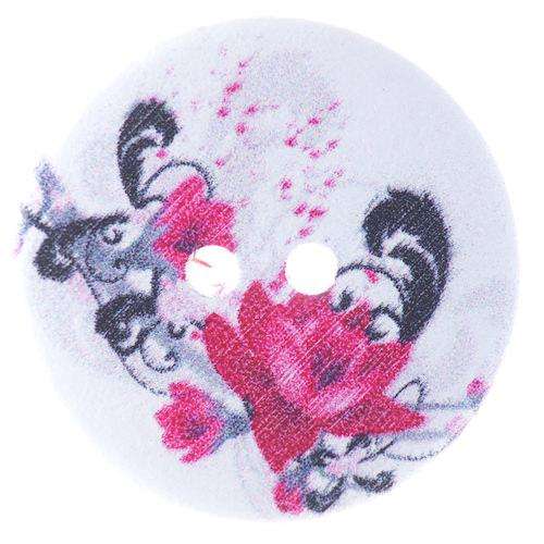 Holz Knopf mit Blumenmuster HK-298 Jetzt Bestellen