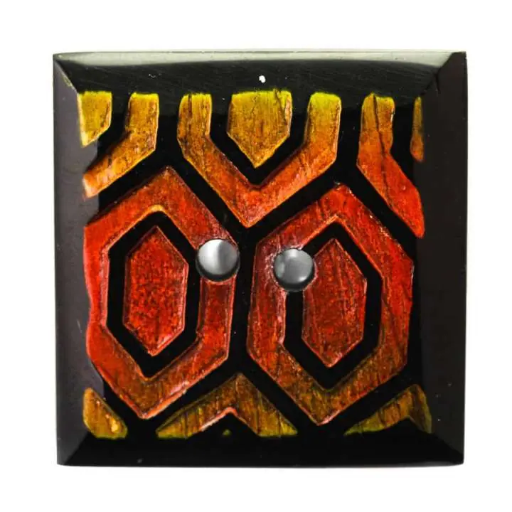 Horn Knopf Quadrat orange gelb HK-401 Kostenloser Versand