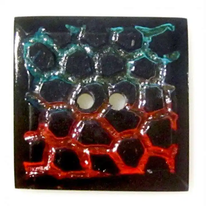 Kostenloser Versand Quadrat Horn Knopf orange gelb HK-402