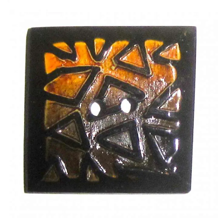 Preisreduziert Quadrat Horn Knopf orange braun HK-403