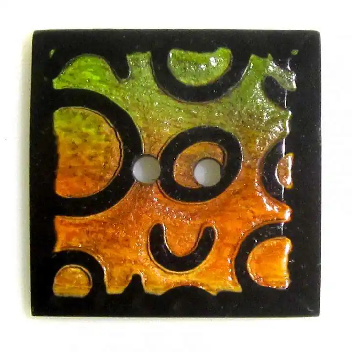 Neue Ware Quadrat Horn Knopf orange gelb HK-404