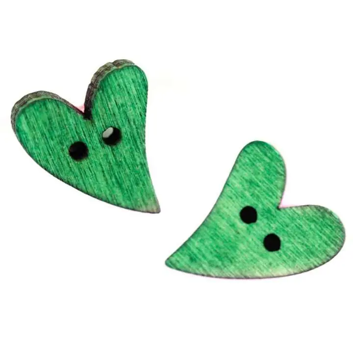 Holz Knopf Herz Form HK-47-gruen Kostenfreie Lieferung