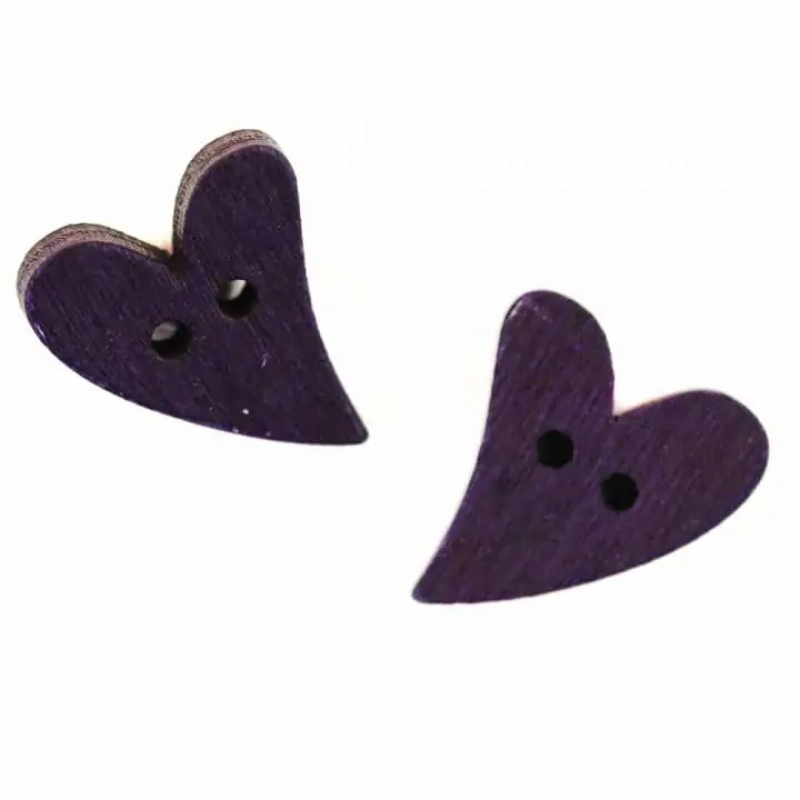 Solange Der Vorrat Reicht Holz Knopf Herz Form HK-47-lila