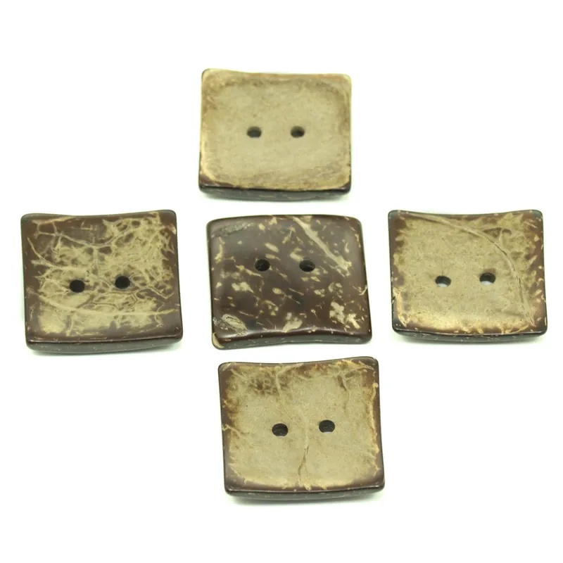 5 Große Quadratische Kokos Holzknöpfe hk-so-160 Mengenrabatt