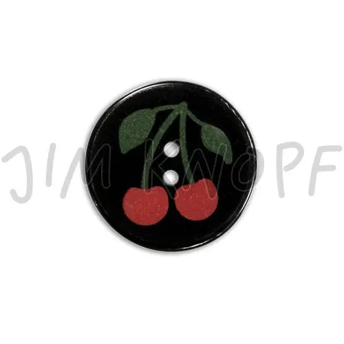 Knopf aus Resin Kirsche schwarz-rot Bestseller