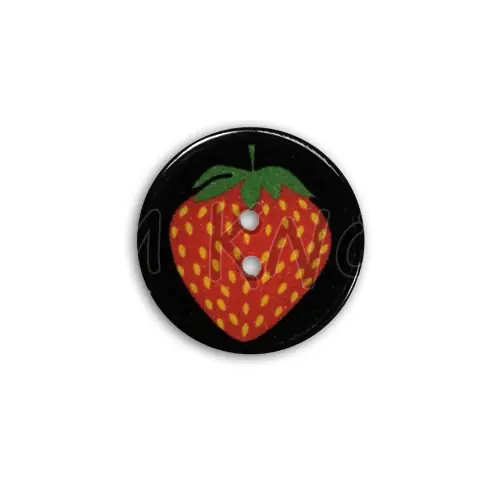 Abverkauf Knopf aus Resin Erdbeere schwarz-rot
