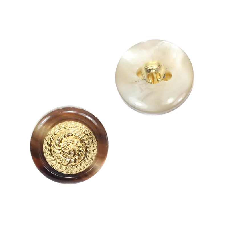 Neue Kollektion Hornimitat Knopf braun Gold kbr-3