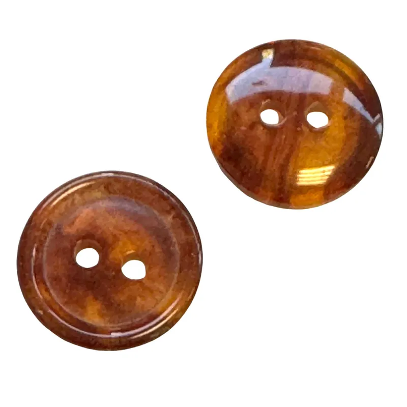 Hornimitat 2-Loch Knopf rot Braun leicht Transparent KBR-33a Solange Der Vorrat Reicht