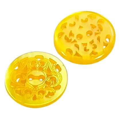 2-Loch Knopf Gelb mit edlem Lochmuster KGL-155 Gratis Versand