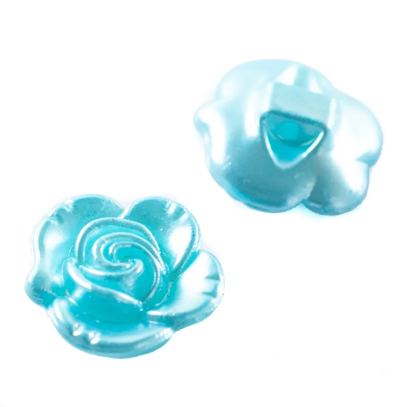 Rosen Knopf seidig glänzend hell blau Hochwertig