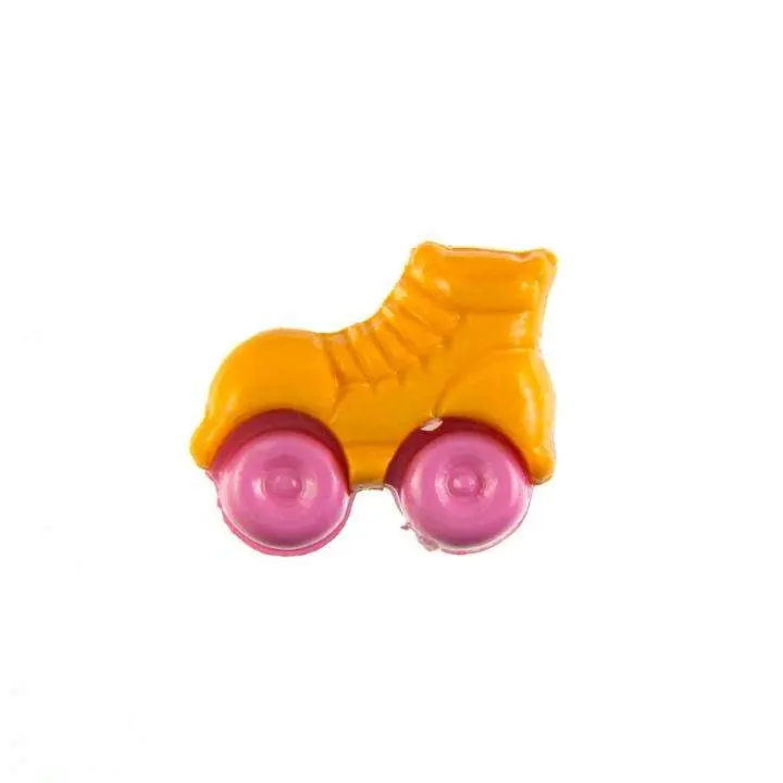 Kinder Knopf Rollschuhe KK-150-orange 3 Handgefertigt