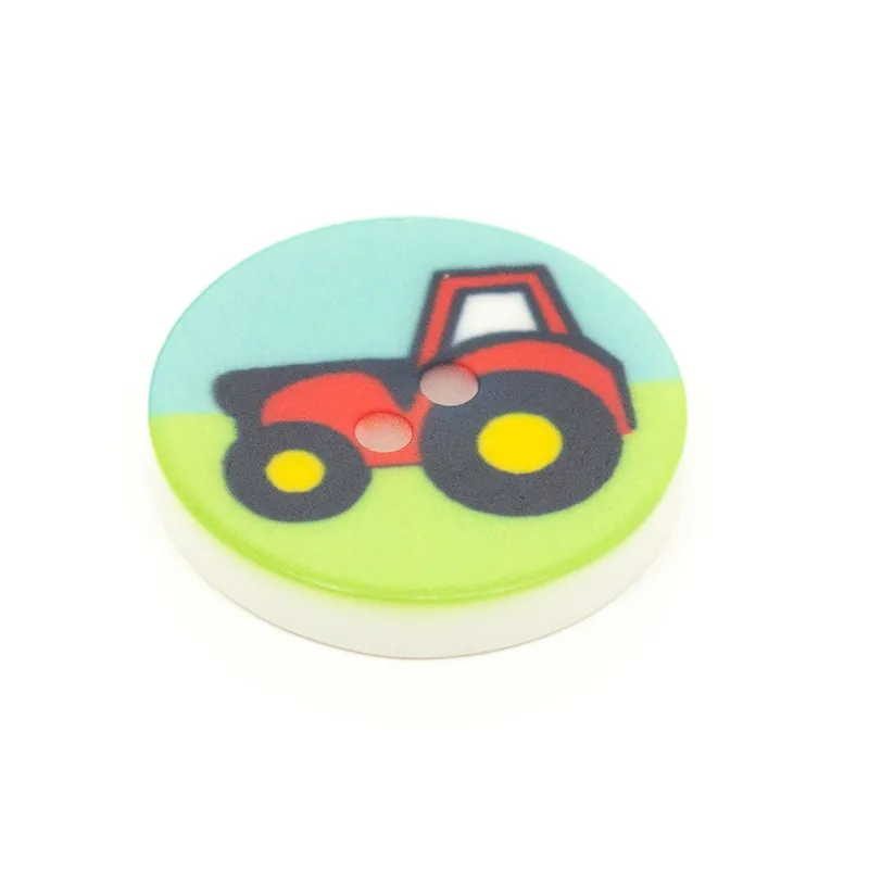 Echt Kinder Knopf roter Traktor kk-2-blau grün