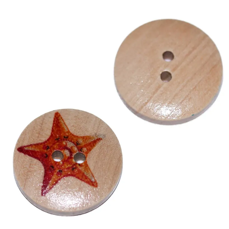 Super-Preis Holz Knopf Seestern-Motiv orange kk-67-2