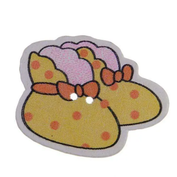 Holz Knopf Baby Schuhe KK-91 gelb Kostenloser Rückversand