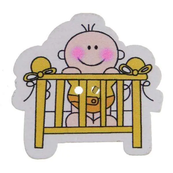 Weltweiter Versand Holz Knopf Baby Bett KK-92 gelb