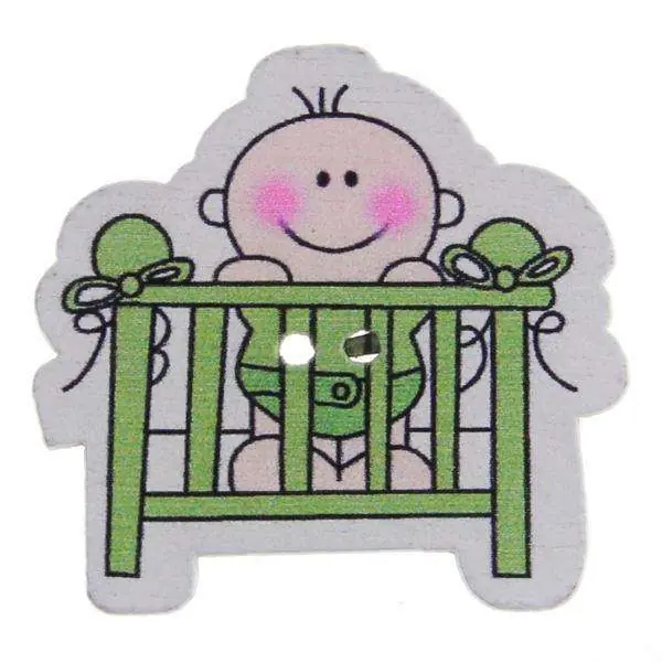 Versand Am Gleichen Tag Holz Knopf Baby Bett KK-92 grün