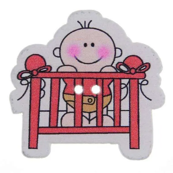 Holz Knopf Baby Bett KK-92 rot Preisreduziert